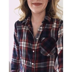 Navy, Red, White, Long Sleeve, Flannel, Eur 36